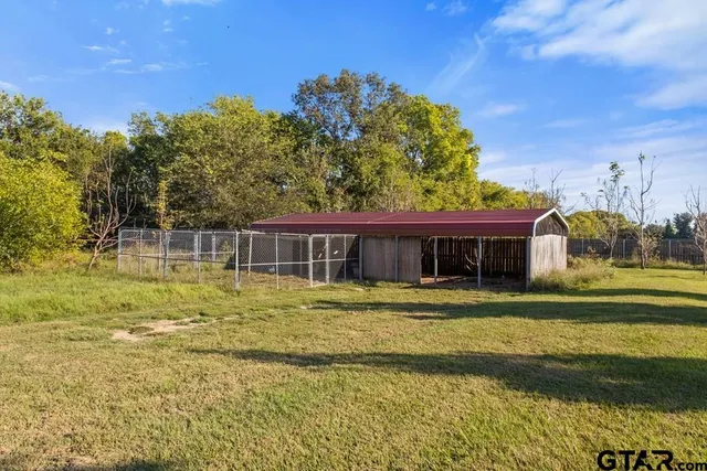 a view of a big yard with palm trees