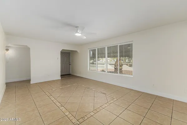 an empty room with a natural light