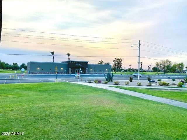 a view of a golf course with a park