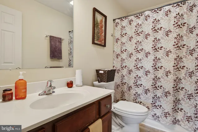 a bathroom with a sink toilet and mirror