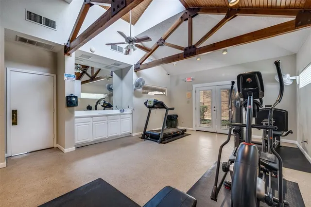 a view of a room with gym equipment
