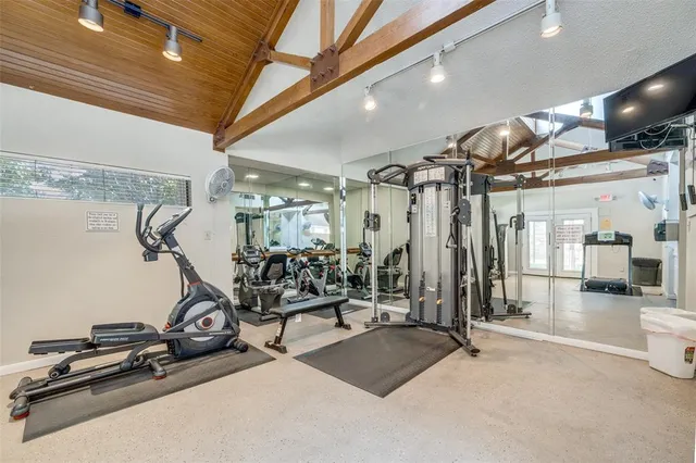 a view of a room with gym equipment