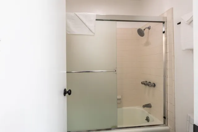a bathroom with a shower