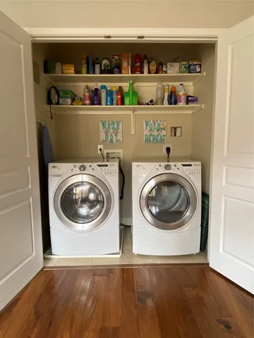 a view of washer and dryer in a shelf