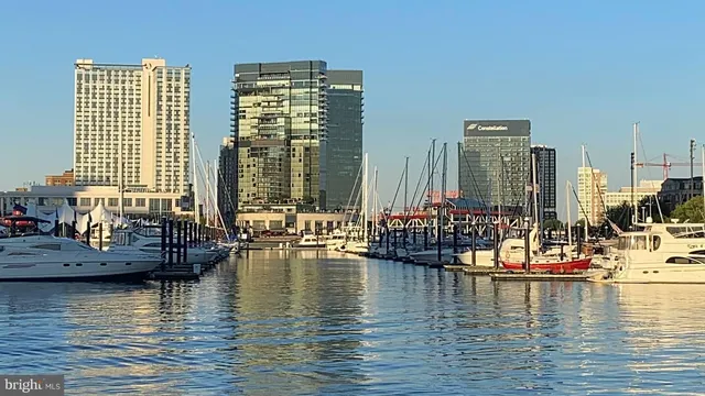 a view of a ocean with tall building