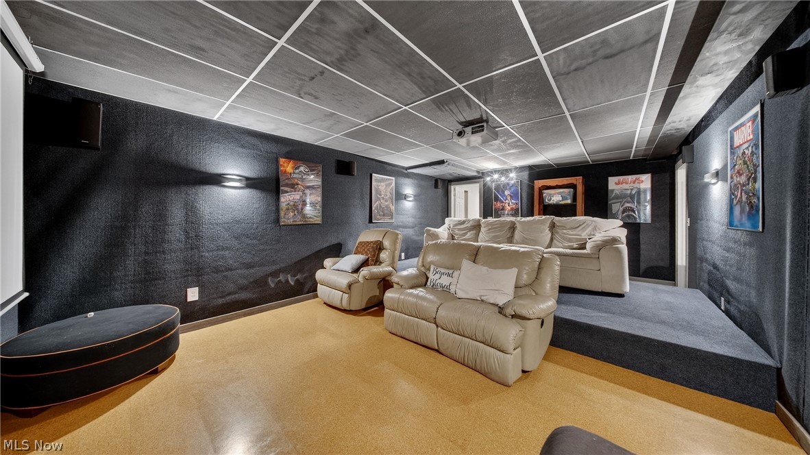 1693 Middleton Road Hudson, OH 44236 - Photo 30 of 48 Carpeted home theater room featuring a drop ceiling