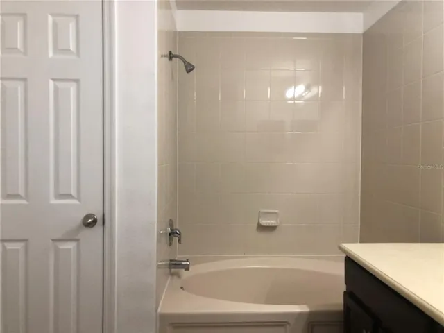 a bathroom with a bathtub