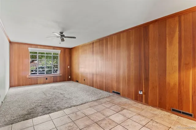 a view of a room with a window