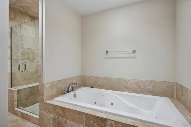a bathroom with a bathtub