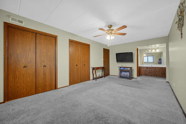 a view of a livingroom with a flat screen tv