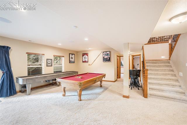 11628 Shaugnessy Road Colorado Springs, CO 80908 - Photo 22 of 50 Recreation room featuring billiards and carpet