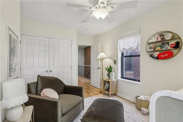 a living room with furniture flowerpot and window