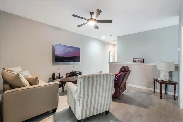 a living room with furniture