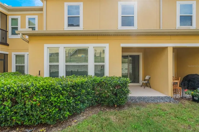 a view of a building with a garden