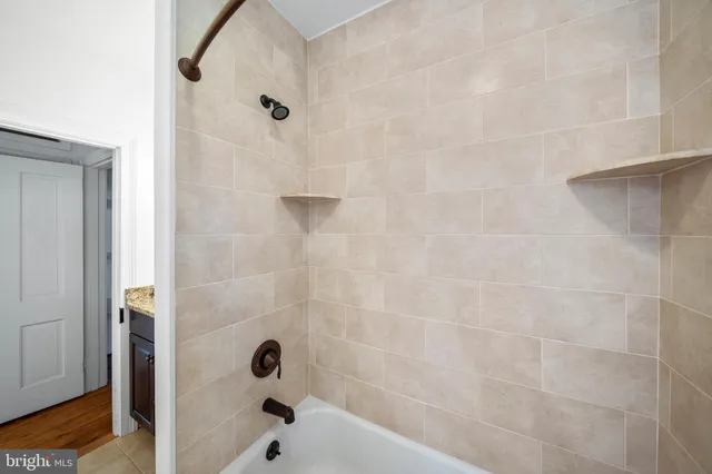 a bathroom with a bathtub