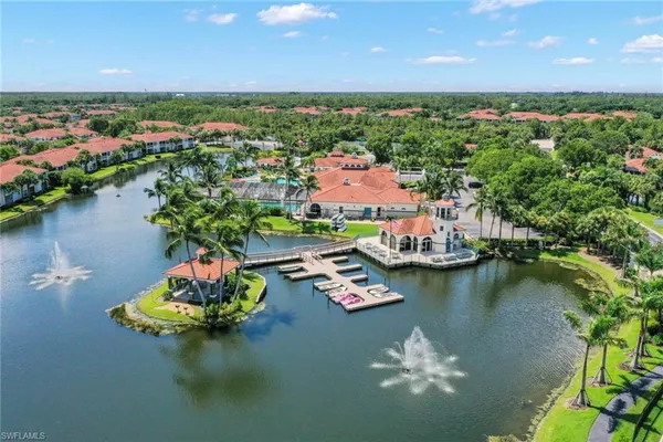a view of a lake with houses