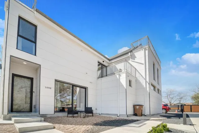 a outdoor living space with furniture and a window