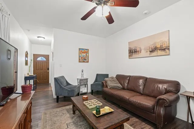 a living room with furniture
