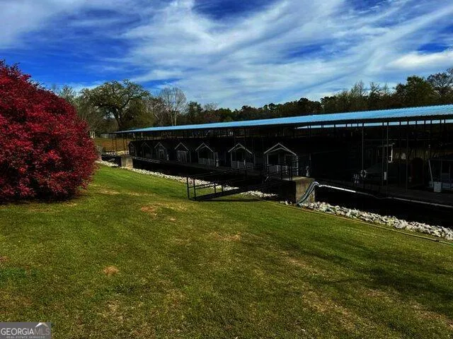 a view of a bench in a garden