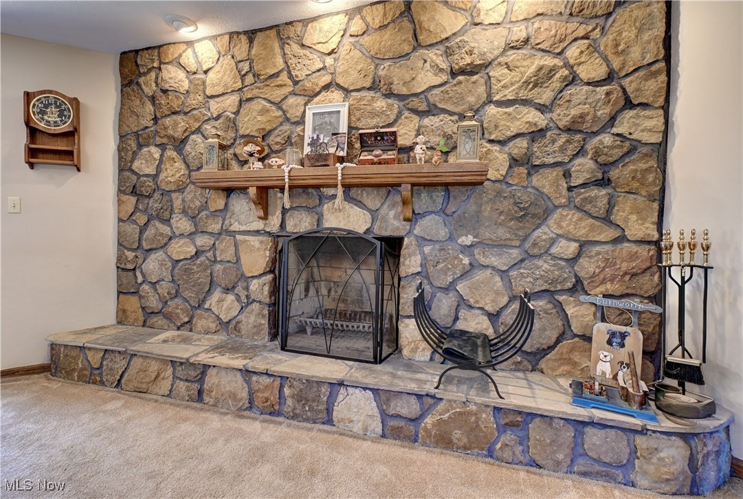5747 Middle Run Road Dover, OH 44622 - Photo 14 of 30 Detailed view of a fireplace and carpet flooring