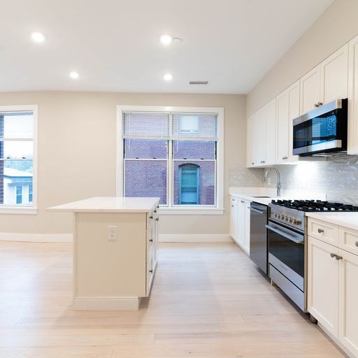 197 Green Street, Unit 303 Boston, MA 02130 - Photo 3 of 6 a kitchen with stainless steel appliances granite countertop a stove and a sink