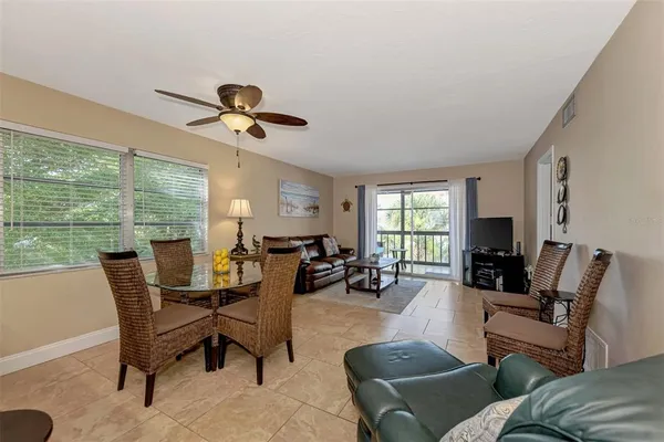 a living room with furniture
