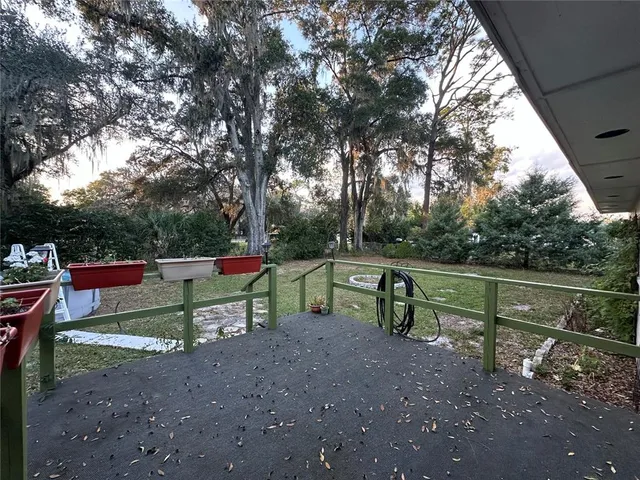 a view of park with large trees