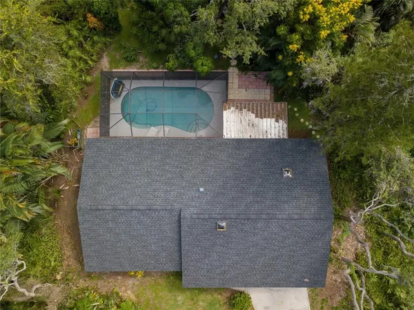 an aerial view of a house