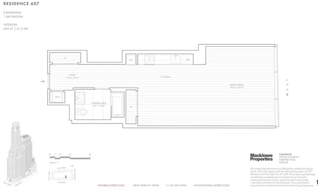 $1,350,000 | 1 Wall Street, Unit 607 | Financial District