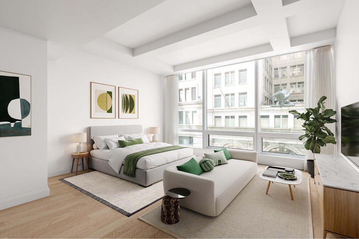 1 Wall Street, Unit 607 Manhattan, NY 10005 - Photo 3 of 14 a living room with furniture and a large window