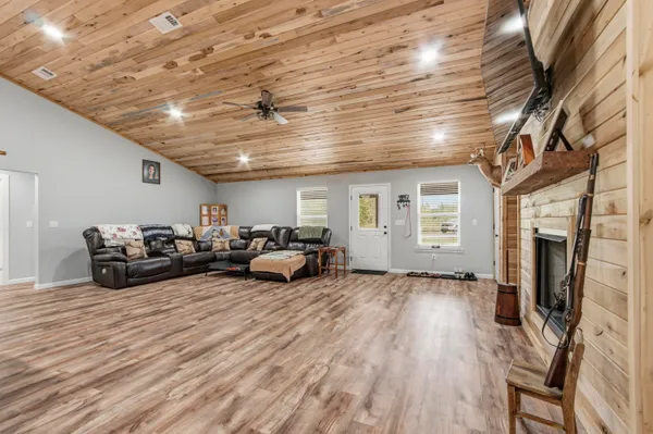 a living room with furniture