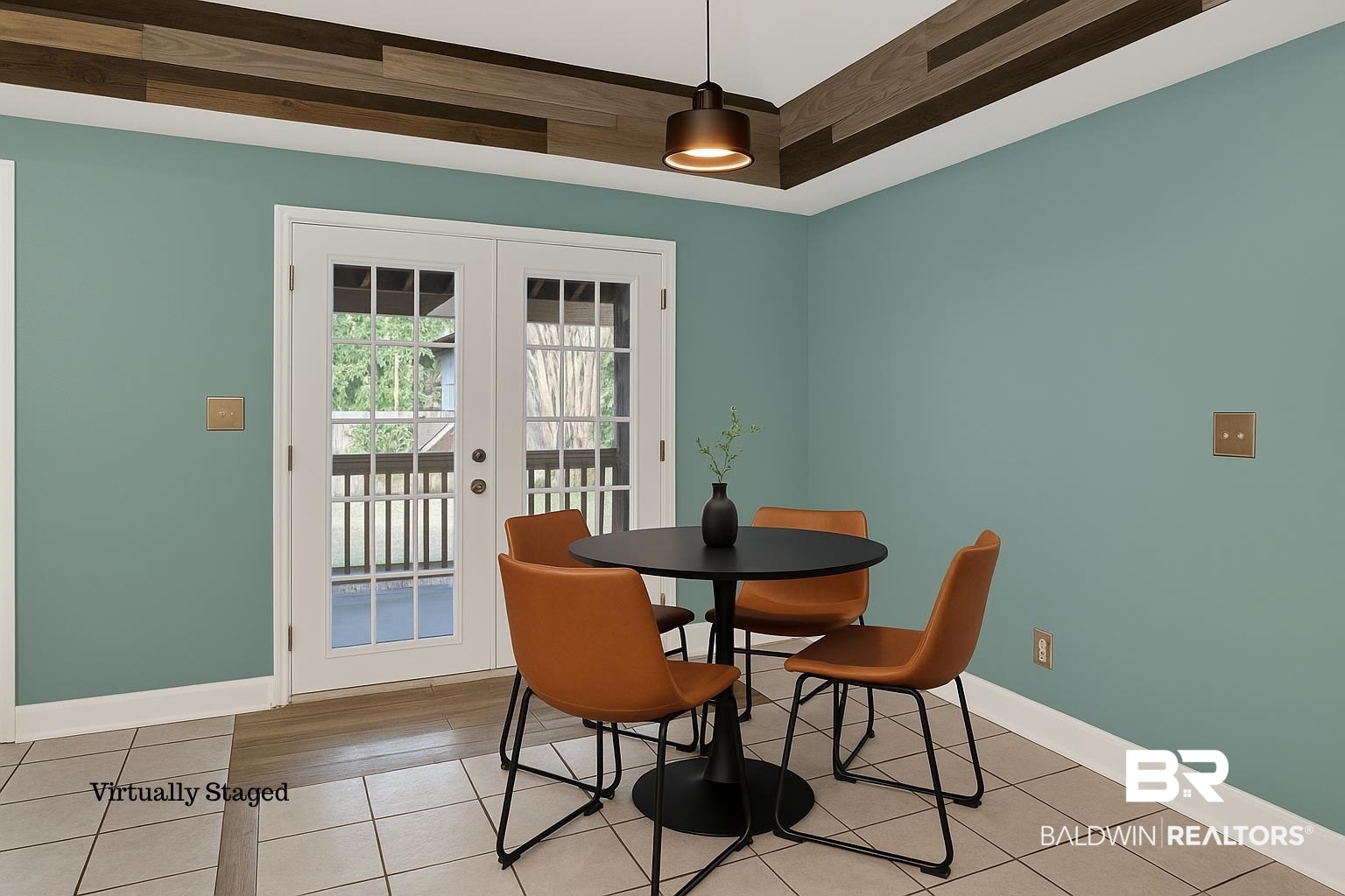 11835 Island Drive Foley, AL 36535 - Photo 9 of 53 Tiled dining area featuring french doors and beamed ceiling