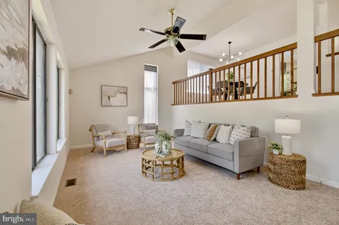 a living room with furniture