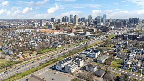 an aerial view of multiple house
