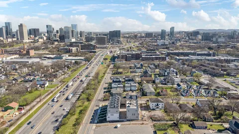 an aerial view of a city