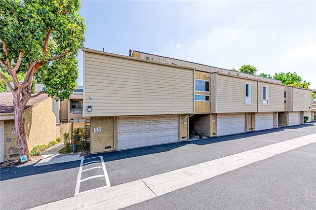 a view of street with large windows
