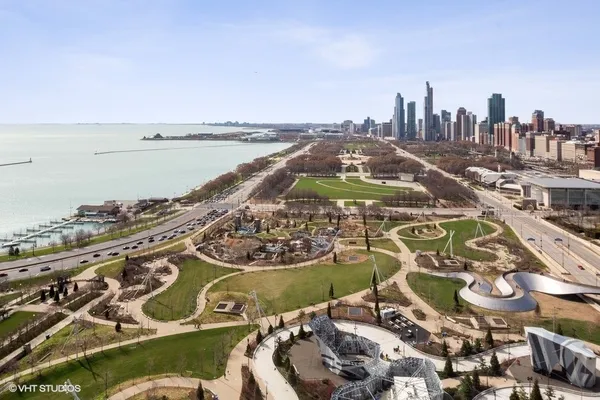 an aerial view of a city