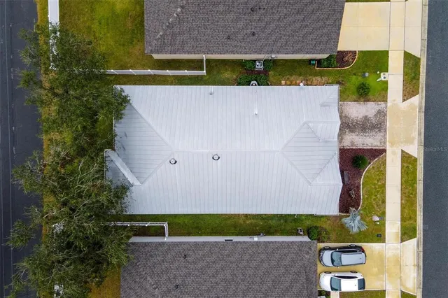 an aerial view of a house