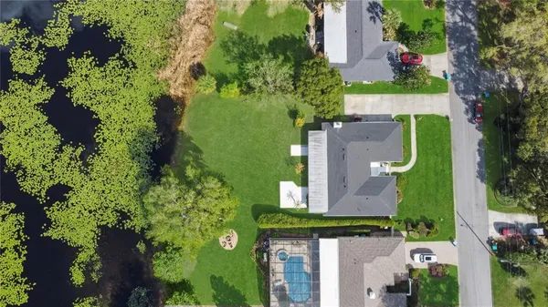 an aerial view of a house