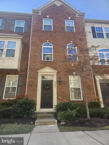 a front view of a brick building