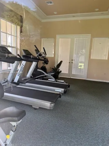 a room with gym equipment