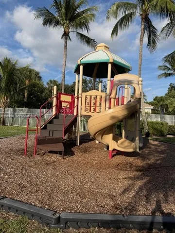a view of a park with slide