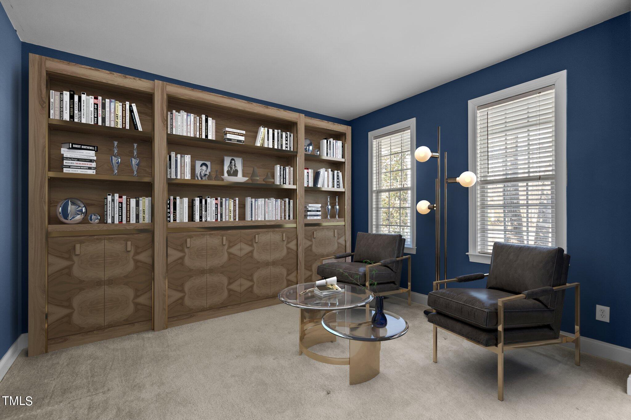 6905 Field Hill Road Raleigh, NC 27603 - Photo 11 of 41 Living Room or Flex Space - Virtually Staged as Library or Sitting Room