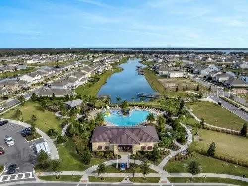 a view of a lake with a house