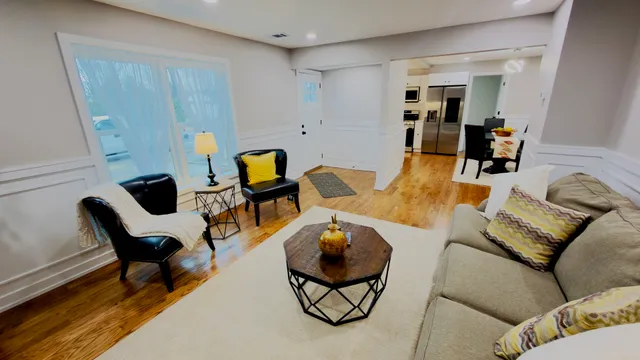 a living room with furniture