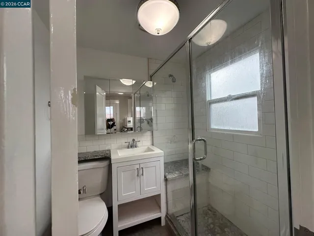a bathroom with a toilet a sink and mirror