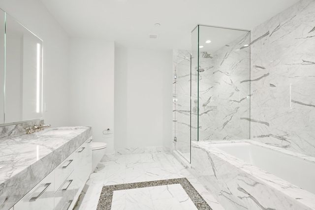 a spacious bathroom with a tub sink shower and a mirror