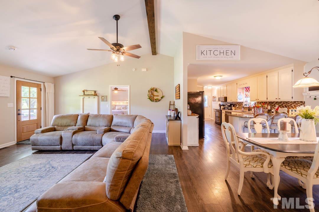 9622 Sawyer Road Rougemont, NC 27572 - Photo 10 of 34 a living room with furniture and kitchen view