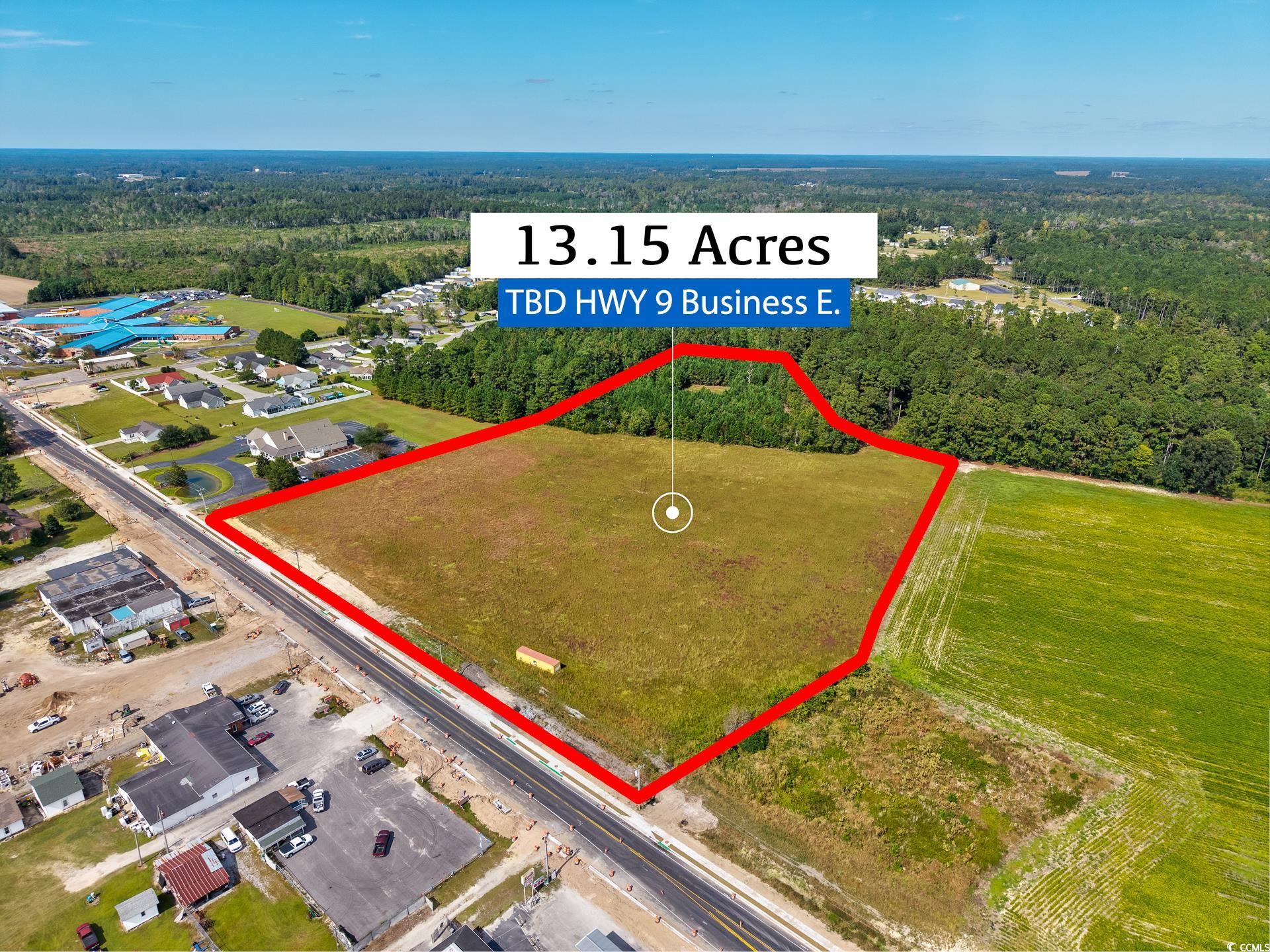 9 Highway 9 Business Loris, SC 29569 - Photo 1 of 24 Aerial view of property and surrounding area with property boundaries highlighted