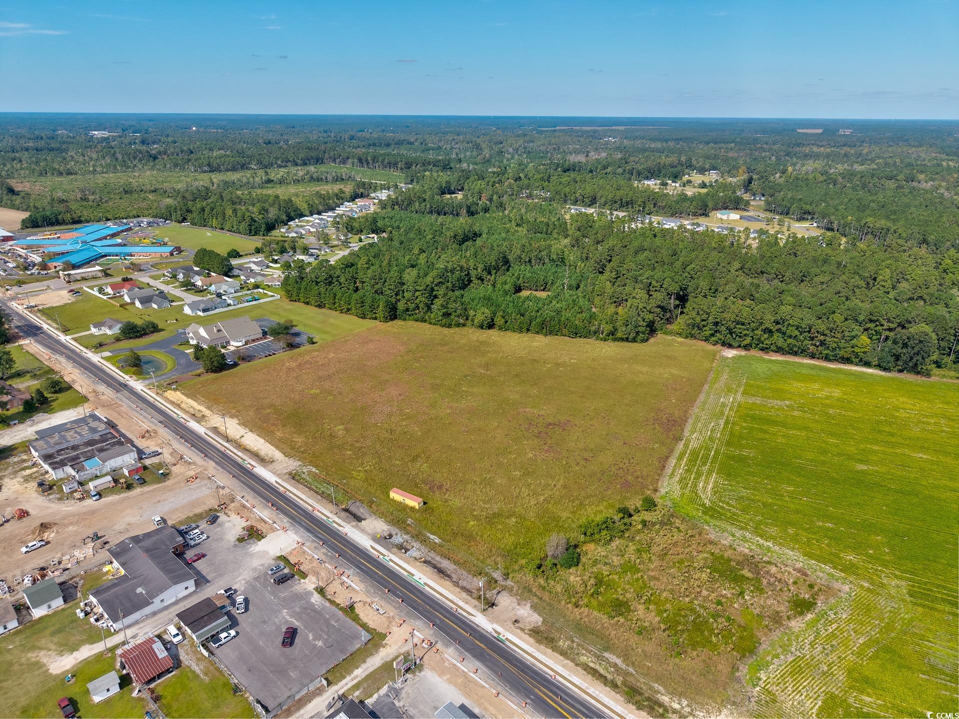 9 Highway 9 Business Loris, SC 29569 - Photo 2 of 24 Aerial view of property and surrounding area featuring a forest